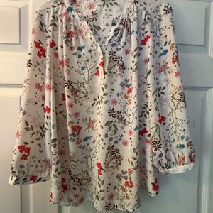 Violet & Claire Floral Blouse - White and Multicolor